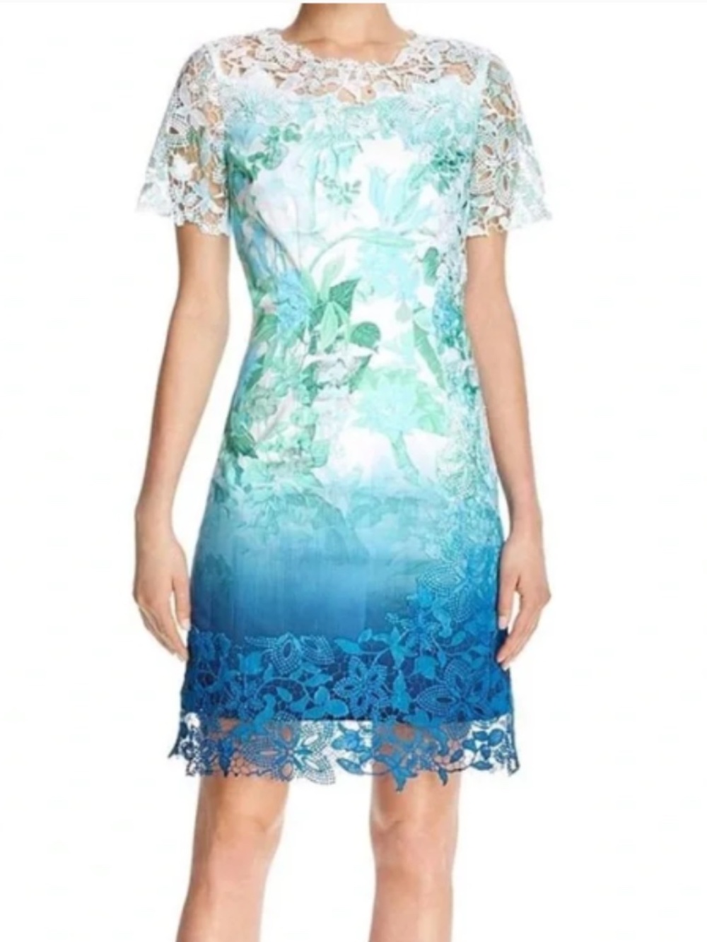 Ellie Tahari Laced Organdy Dress Key Lime Multi color Size 0